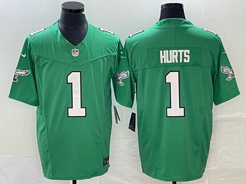 Men's Philadelphia Eagles #1 Jalen Hurts Green 2023 FUSE Vapor Limited Throwback Stitched Jersey,We sell and wholesale Men's Philadelphia Eagles #1 Jalen Hurts Green 2023 FUSE Vapor Limited Throwback Stitched Jersey on line form chian!